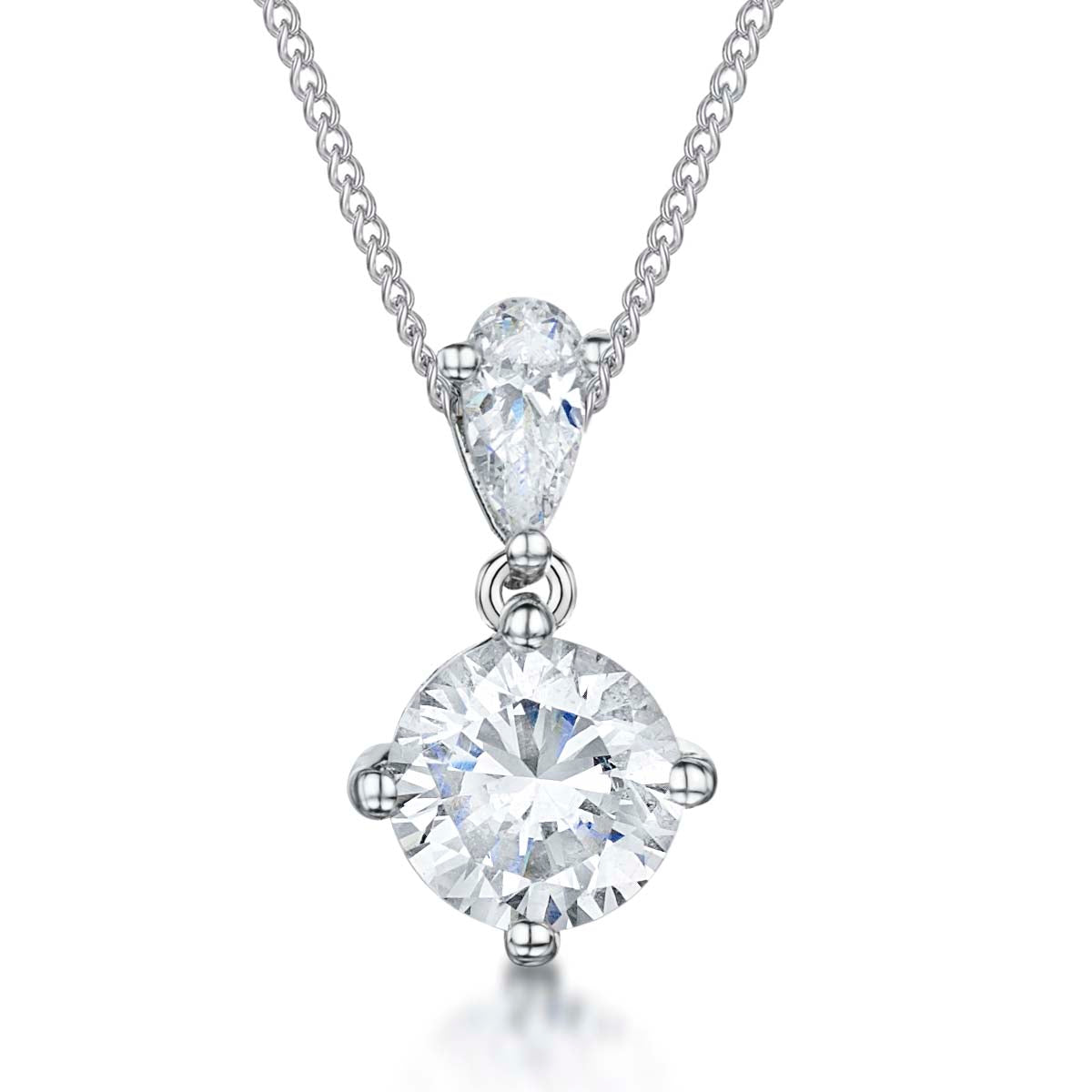 Sterling Silver Solitaire Pendant With A Tear Drop Bale