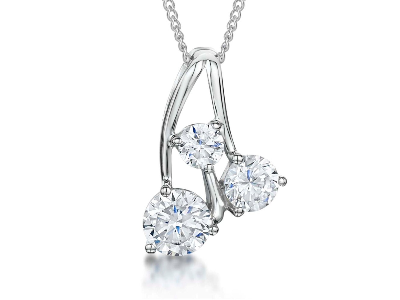 Sterling Silver Graduated Three Stone  Pendant