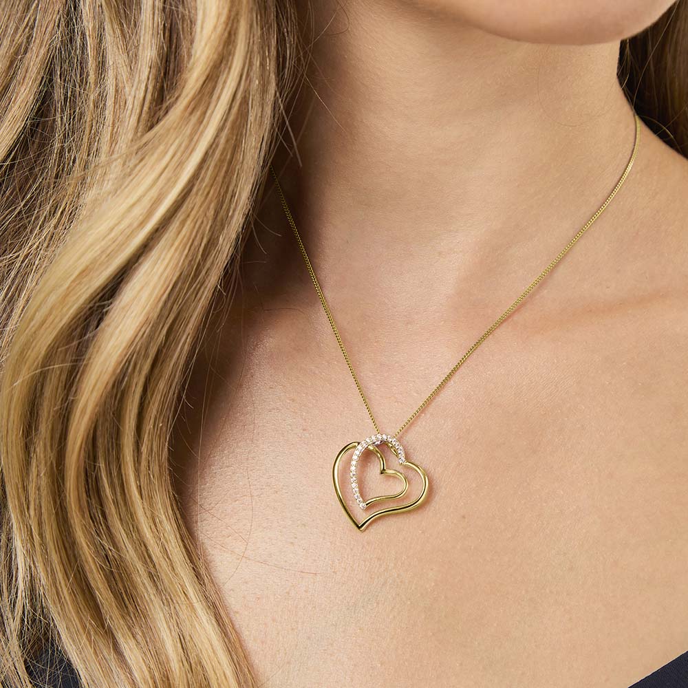 Gold Vermeil Double Overlapped Heart Pendant
