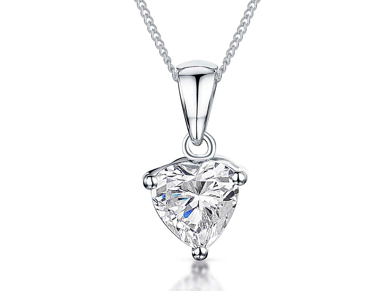 Sterling Silver Heart Pendant With Cubic Zirconia