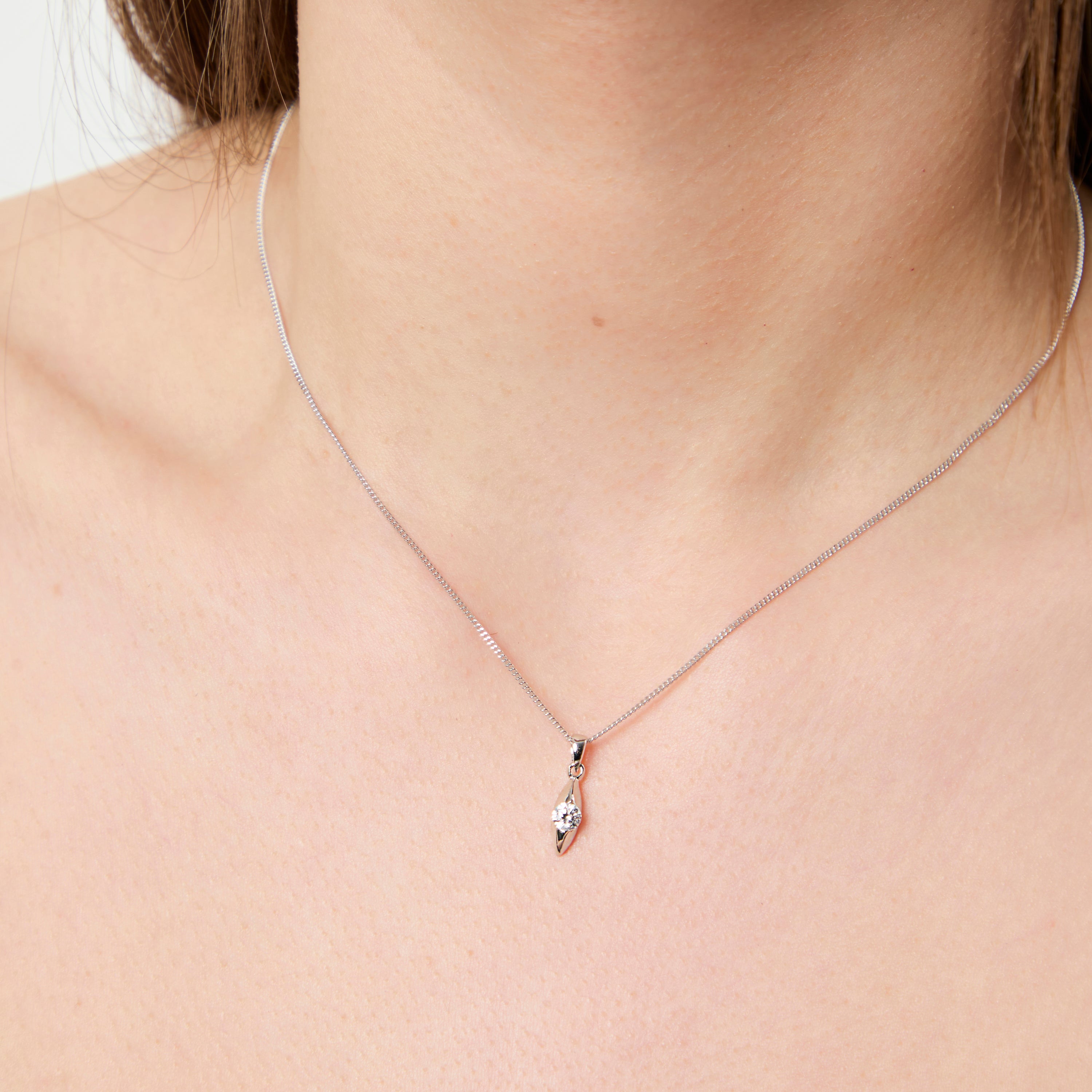 Sterling Silver Marquise Shape  Pendant
