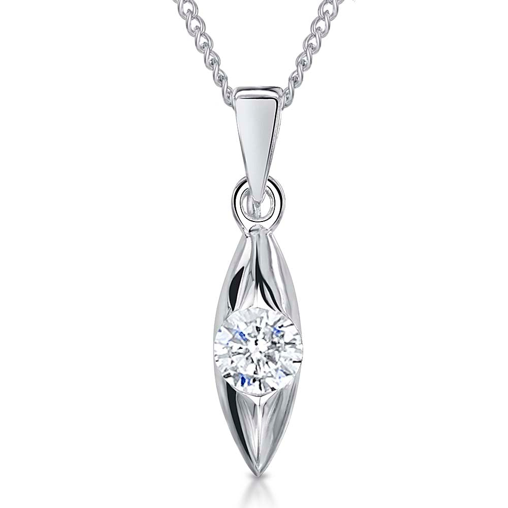 Sterling Silver Marquise Shape  Pendant
