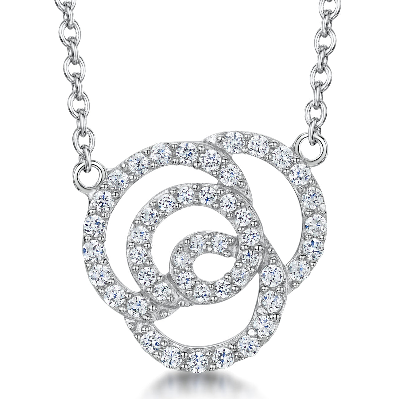 Sterling Silver Open Rose Necklace