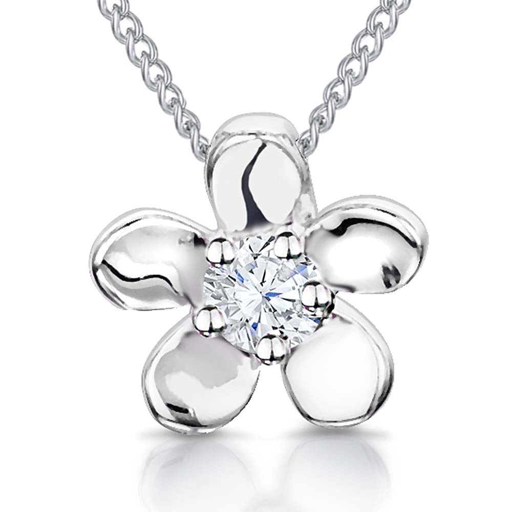 Sterling Silver  Five Petal Flower Pendant
