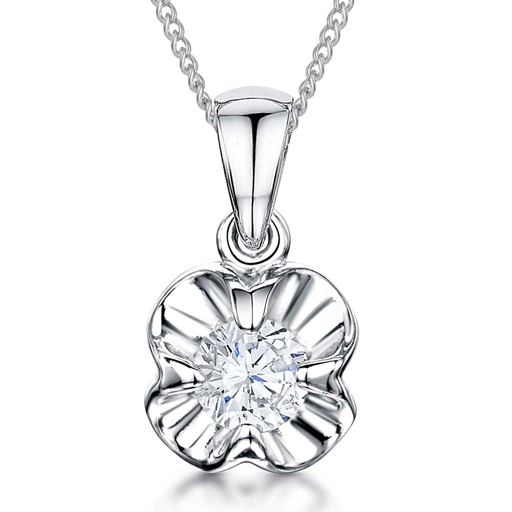 Sterling Silver Small   Crinkled Petal Pendant