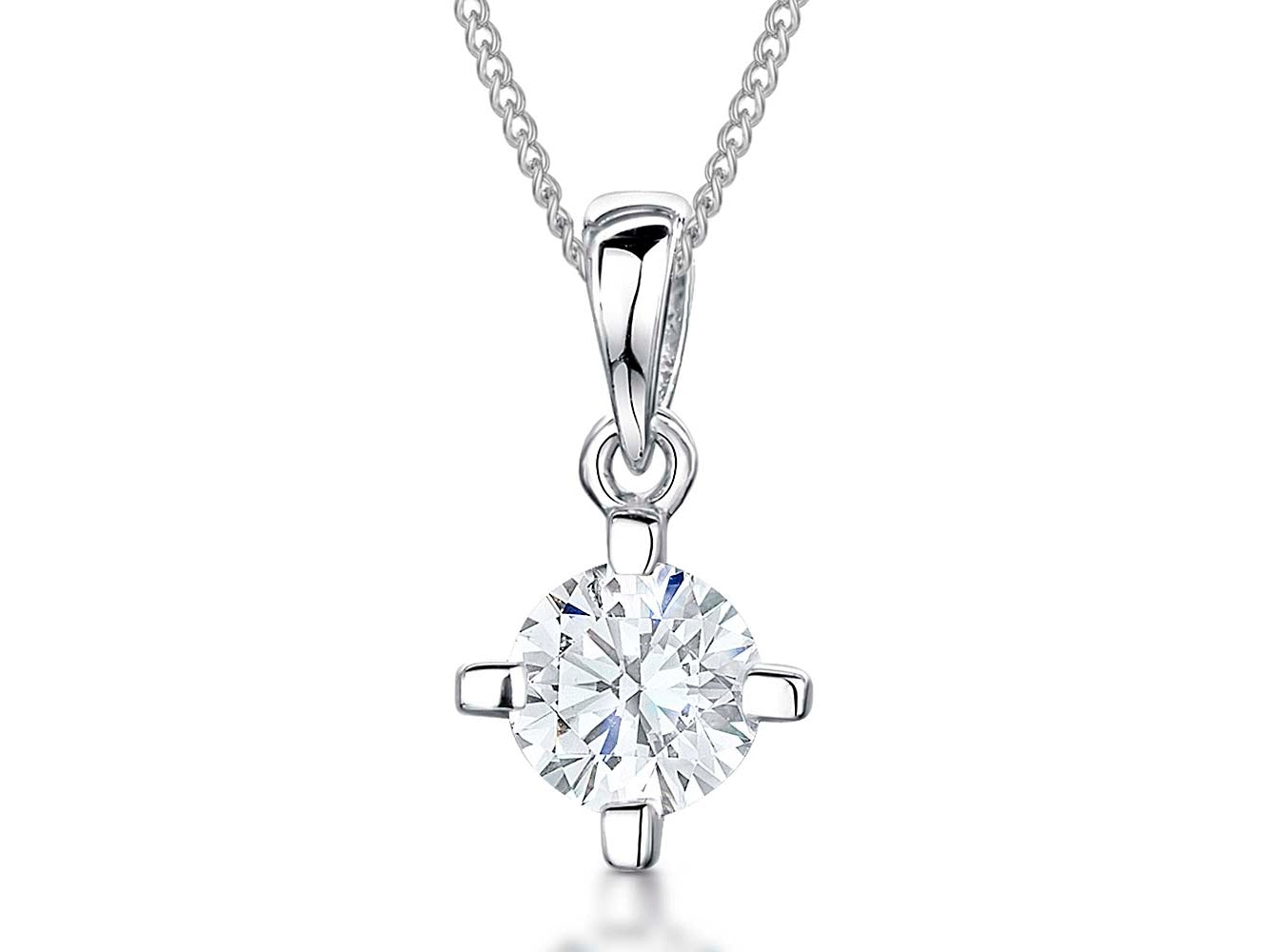 Sterling Silver  High Claw Set Solitaire Pendant