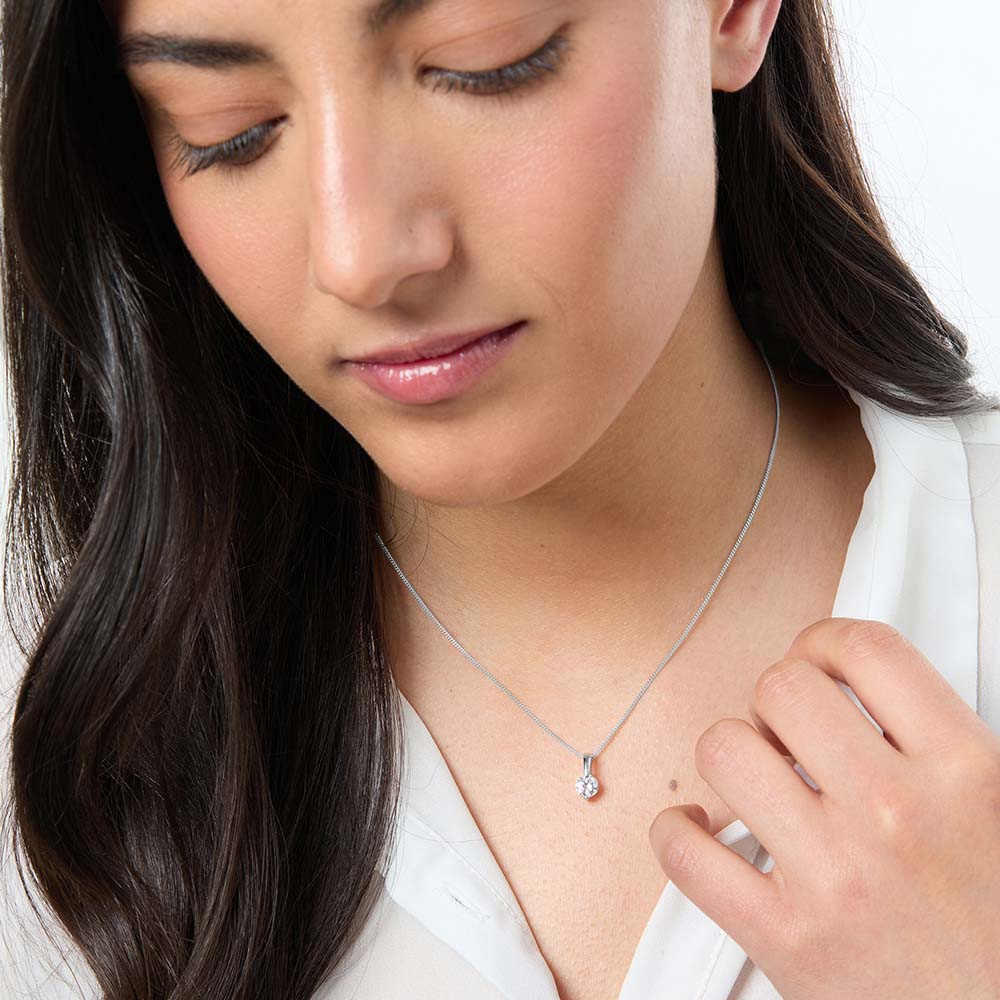 Gold Vermeil  1 Carat 2 Claw Solitaire Pendant