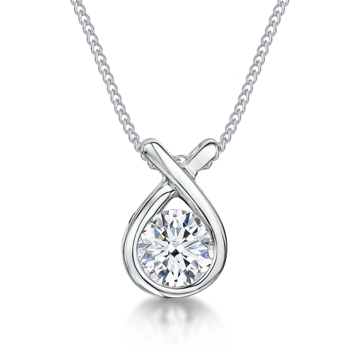 Sterling Silver Infinity  Ribbon Necklace