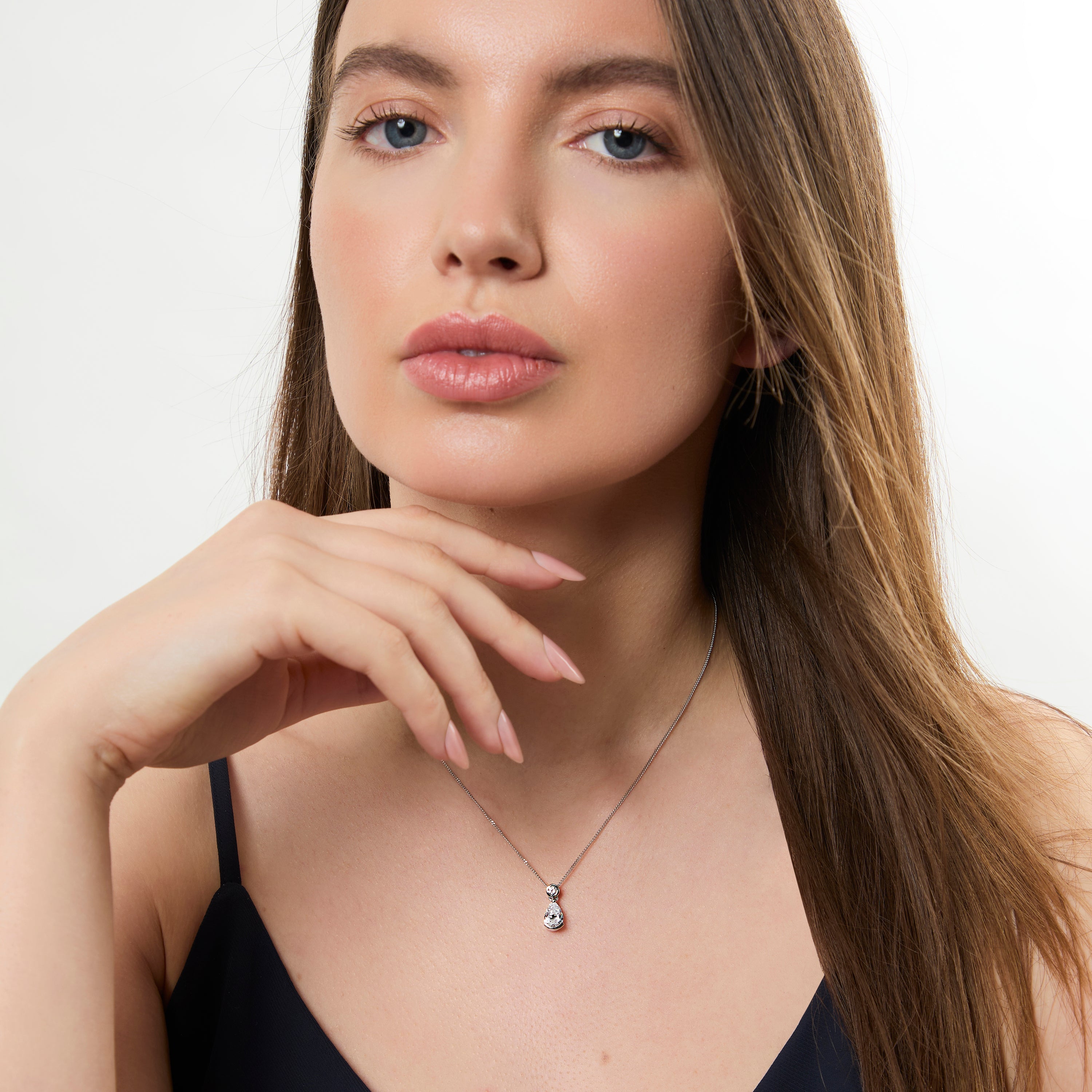 Sterling Silver Teardrop Pendant With Zirconia Bale