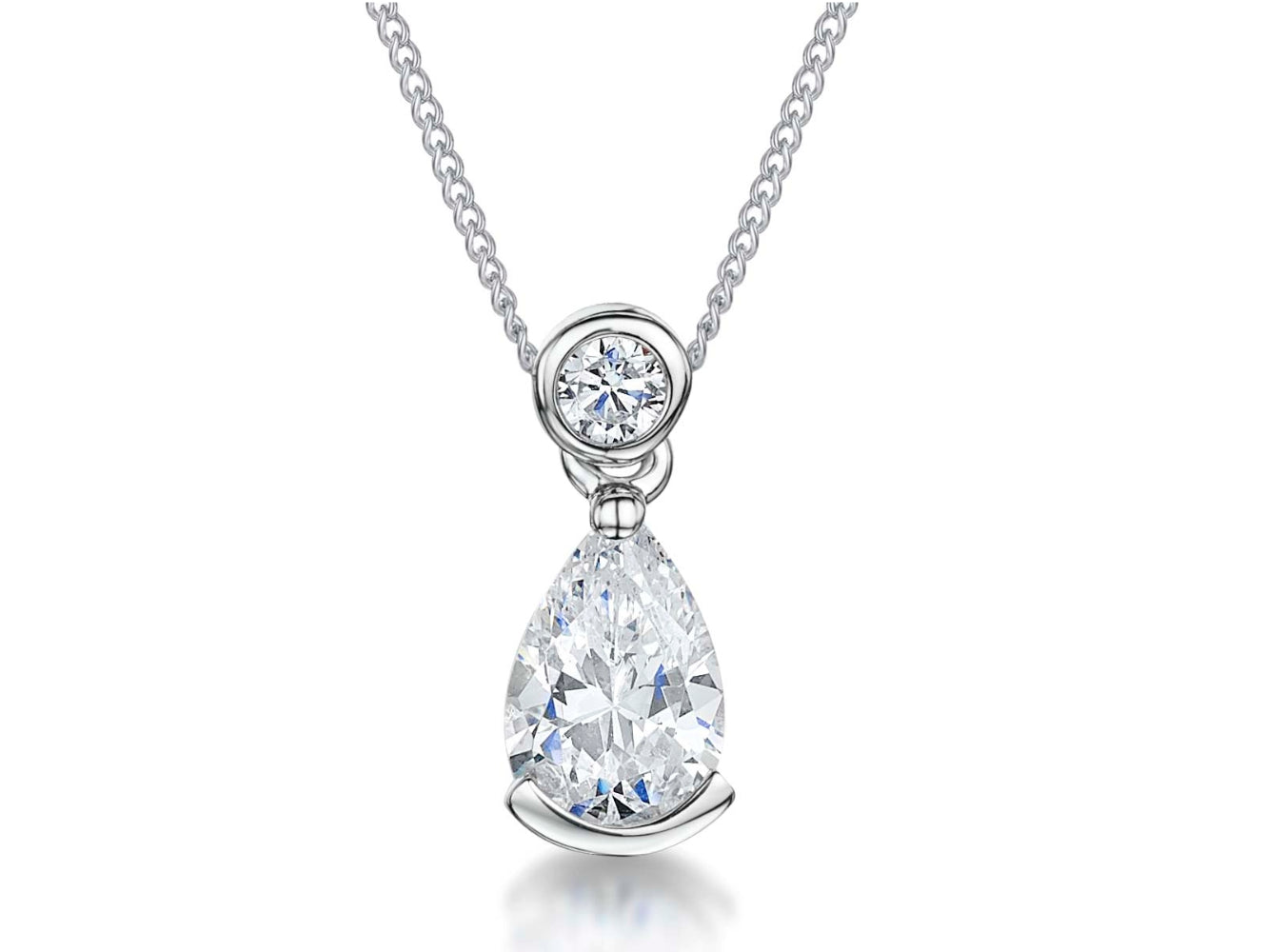 Sterling Silver Teardrop Pendant With Zirconia Bale
