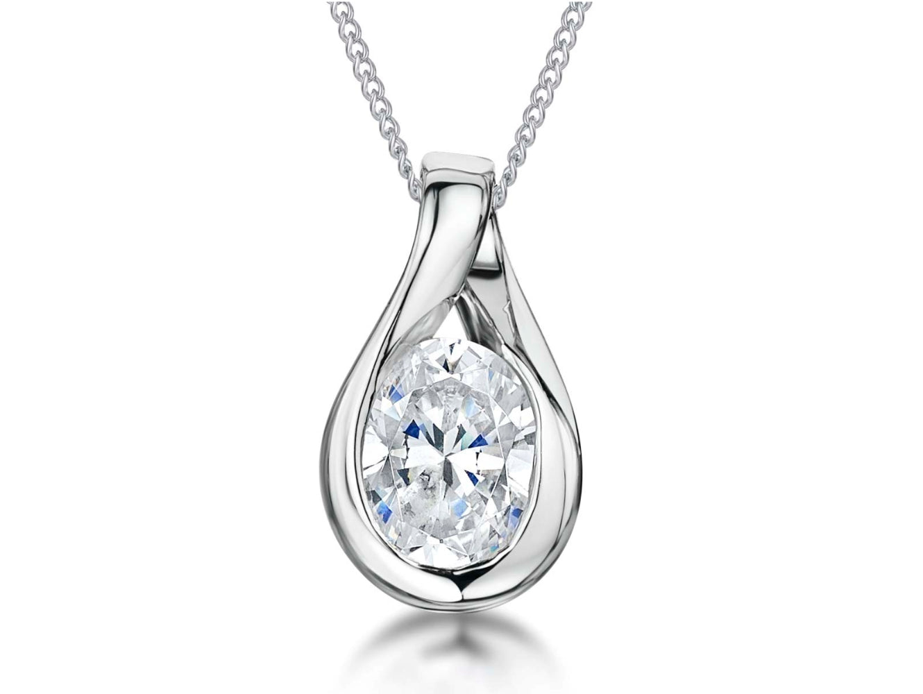 Sterling Silver 2 Carat Oval Necklace
