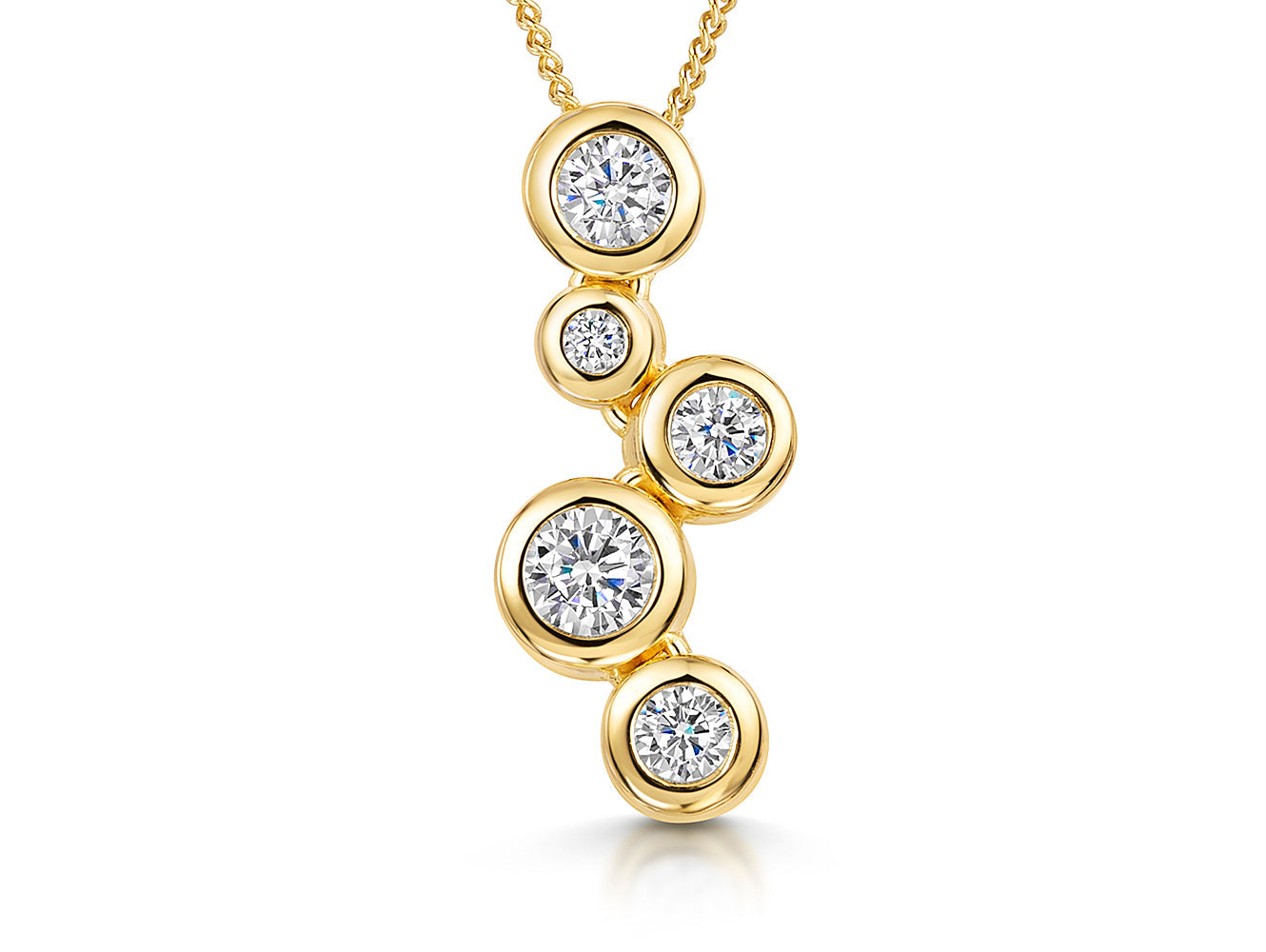 18ct Gold Vermeil Bubbles Drop Necklace | Bezel-Set Cluster Pendant