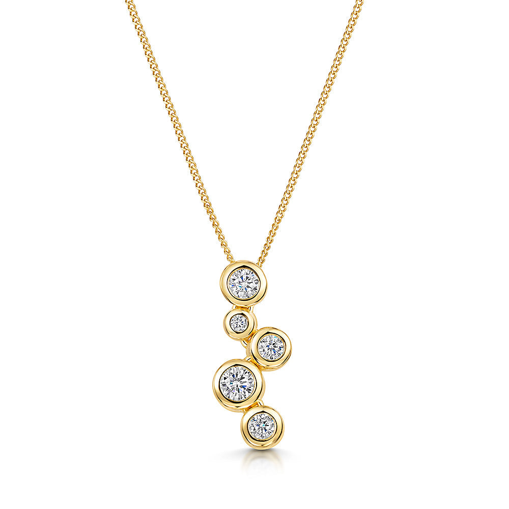 18ct Gold Vermeil Bubbles Drop Necklace | Bezel-Set Cluster Pendant
