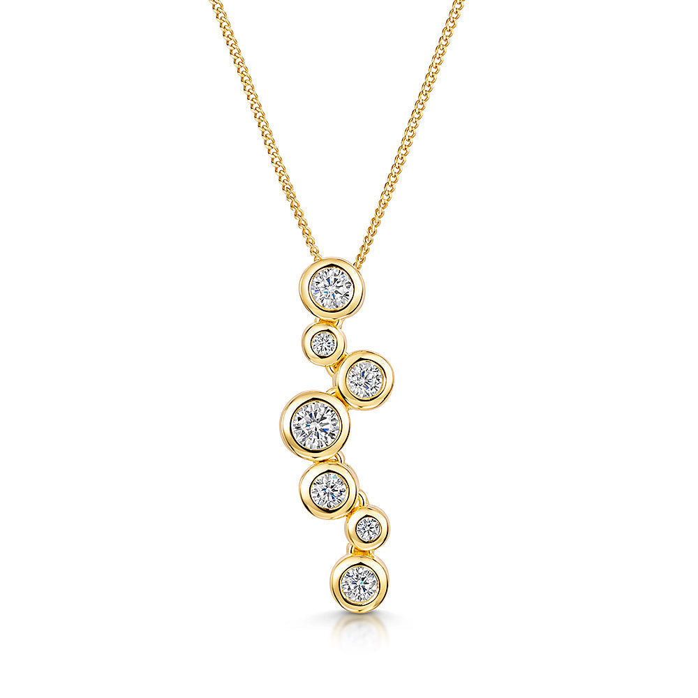 Yellow Gold Seven Stone Drop Bubble Pendant