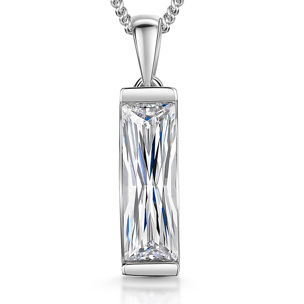 Sterling Silver Baguette Cubic Zirconia Pendant