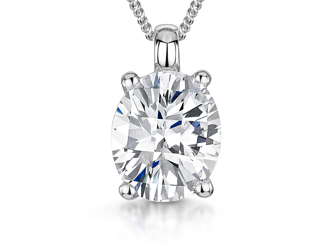 Sterling SIlver Oval Five Carat Cubic Zirconia Pendant