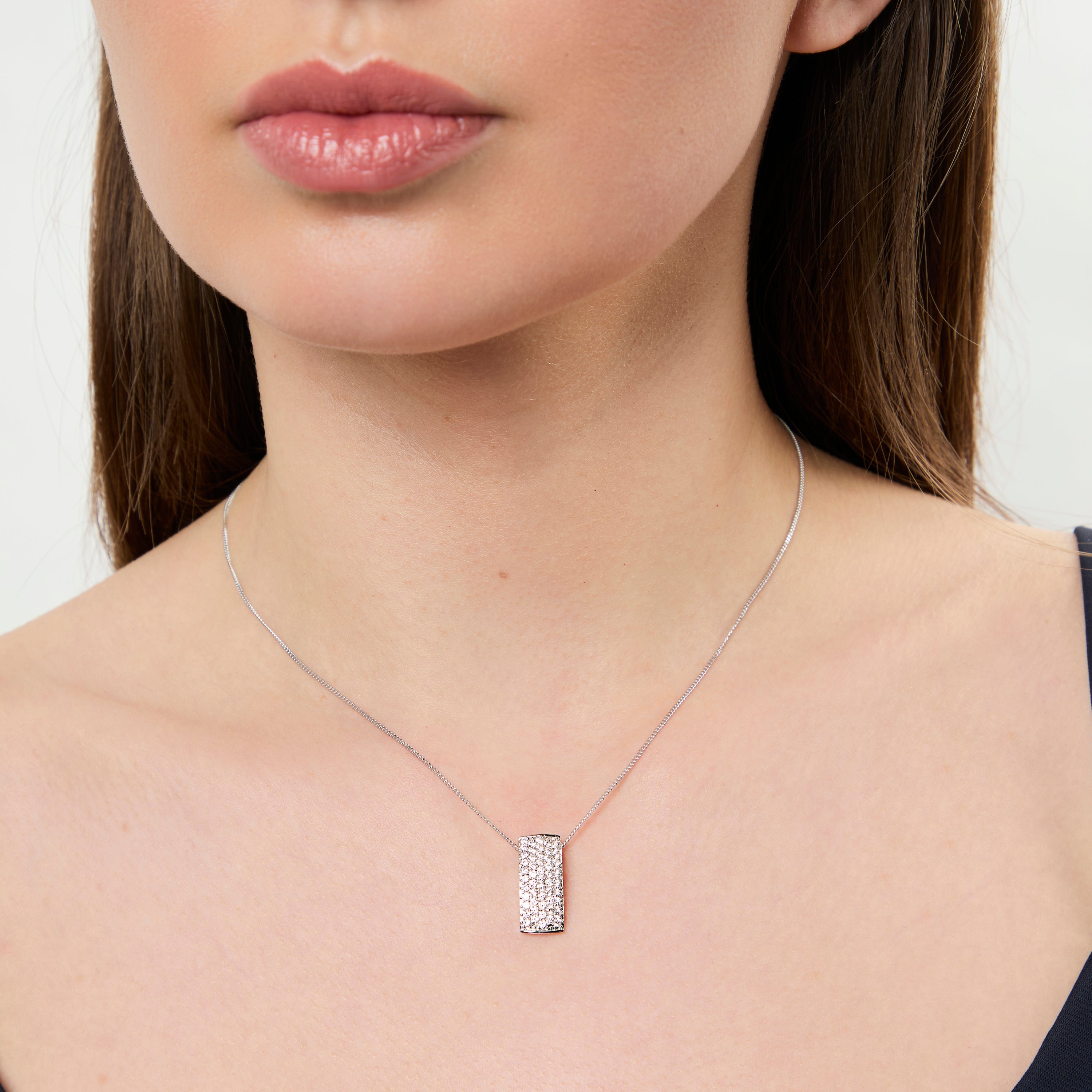 Sterling Silver Multi Stone Rectangular  Pendant