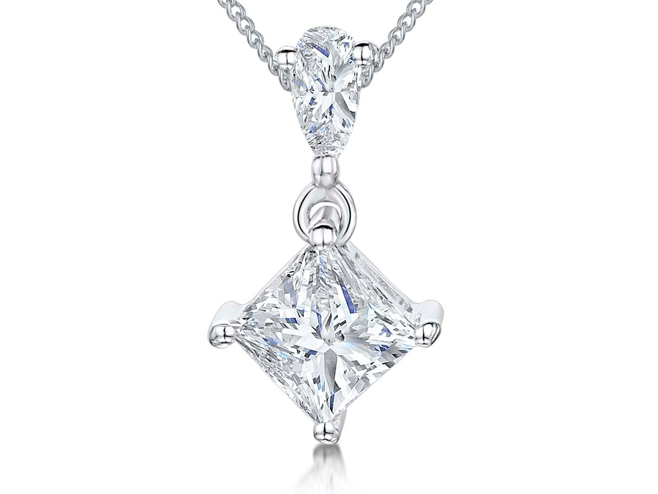 Sterling Silver Offset Square Cubic Zirconia Pendant
