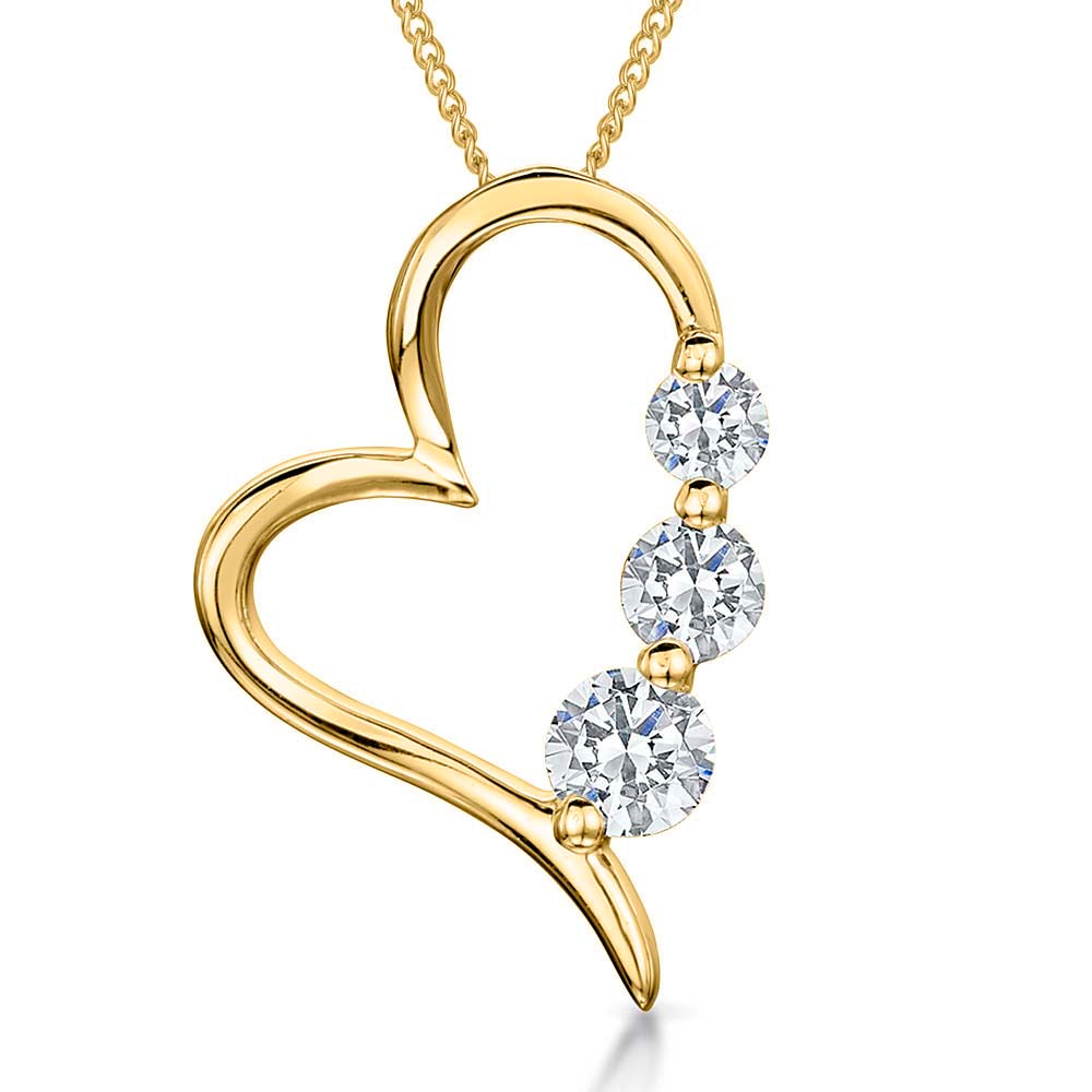 Gold Vermeil Heart Three Stones Pendant