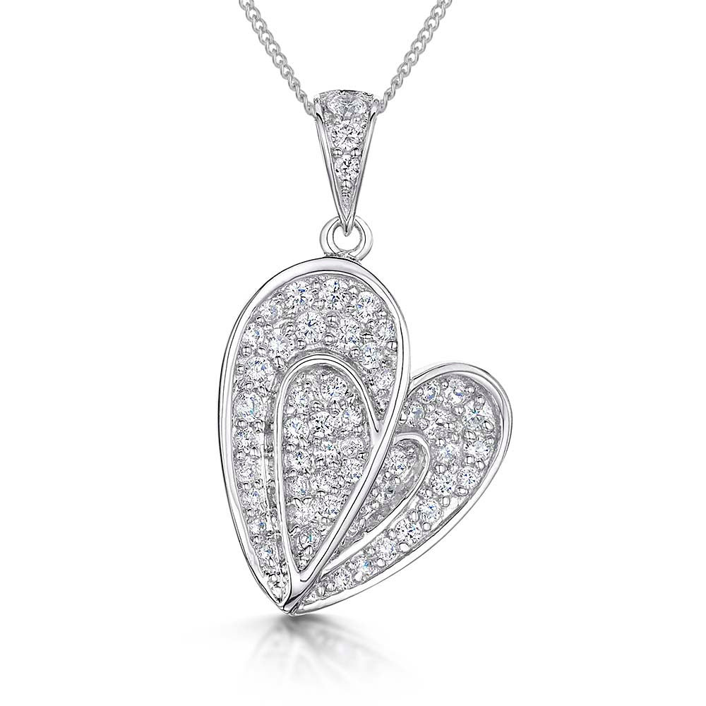 Sterling Silver Double  Heart Pendant