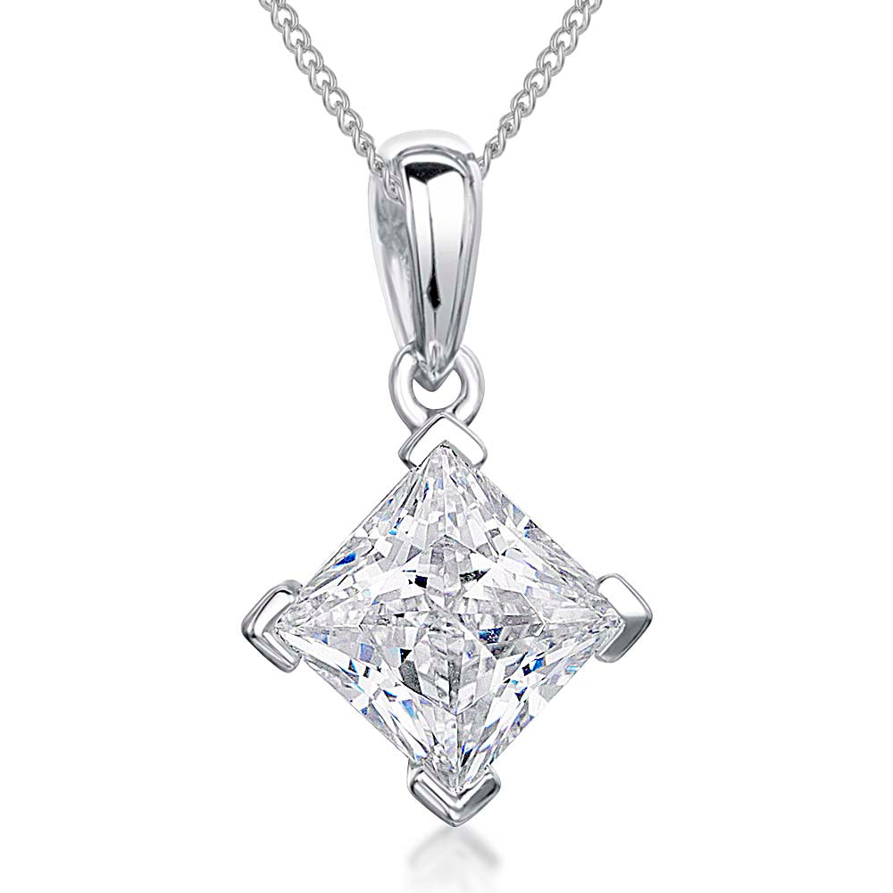 Sterling Silver Square 3 Ct Zirconia Pendant