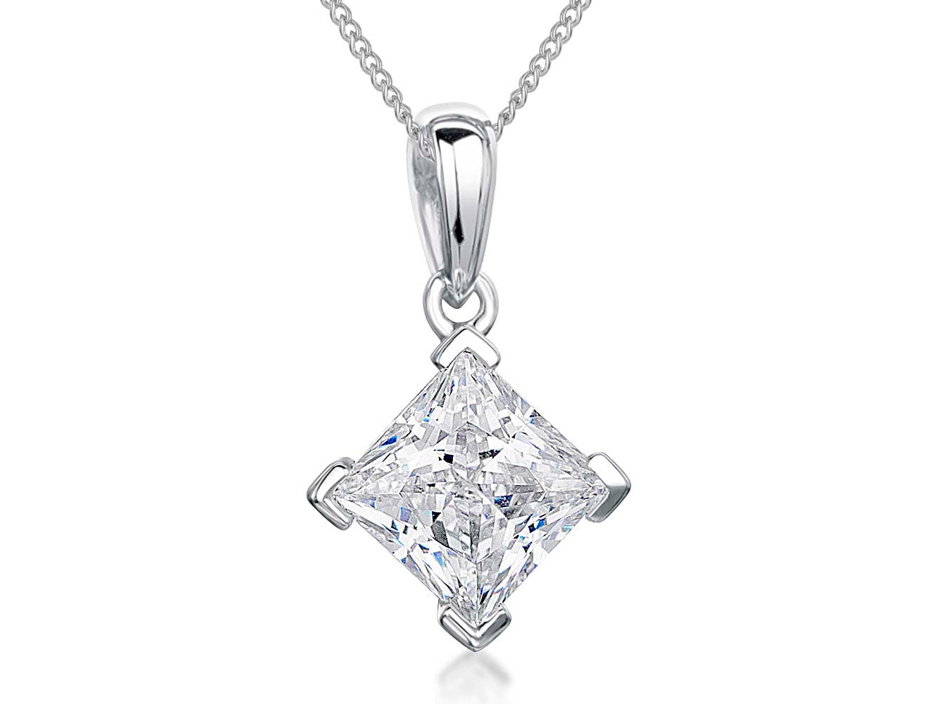 Sterling Silver Square 3 Ct Zirconia Pendant