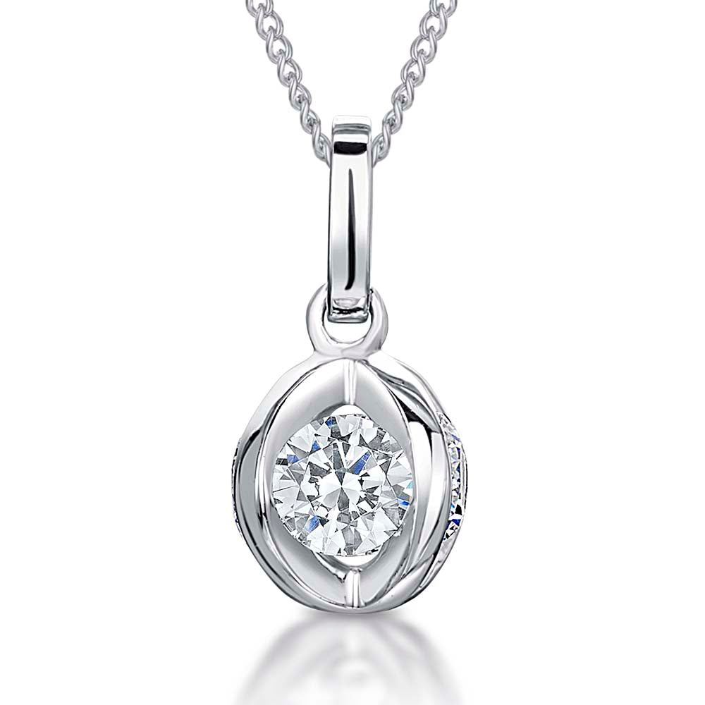 Sterling Silver Cubic Zirconia Ball  Pendant