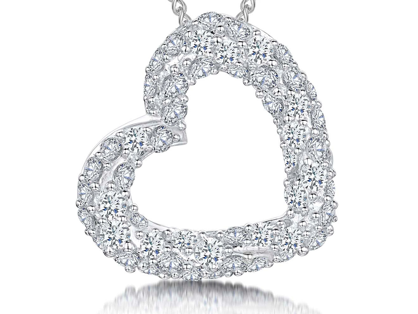 Sterling Silver Encrusted Open Heart Pendant