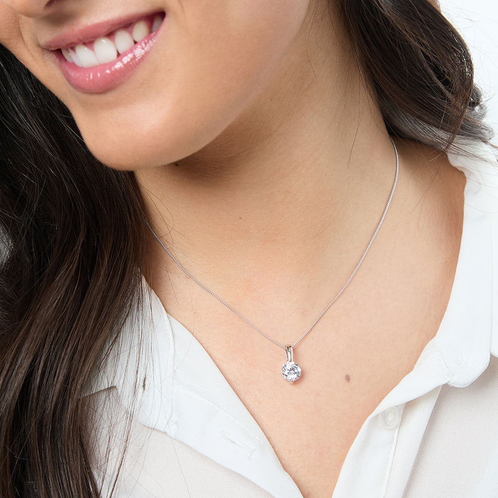 Sterling Silver 2 Carat Solitaire Pendant
