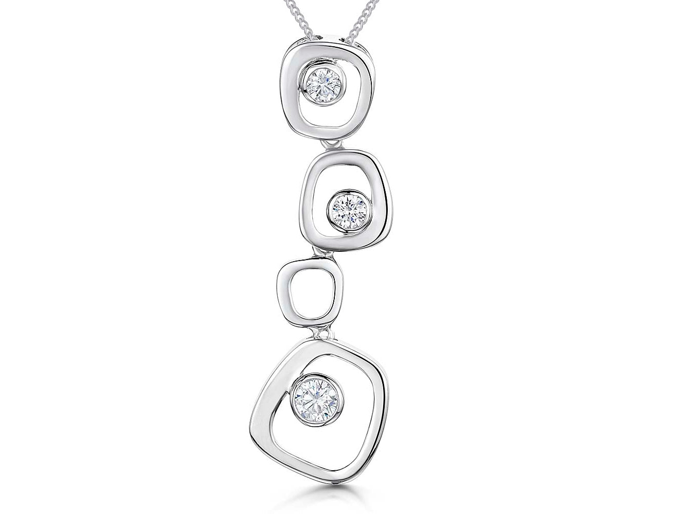 Sterling Silver Offset Square Drop Pendant