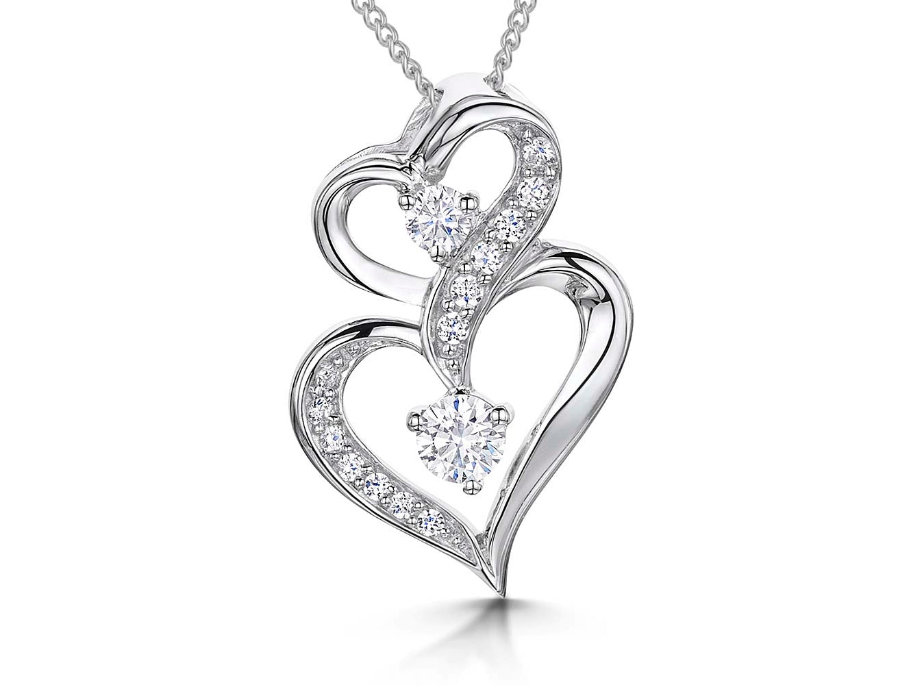 Sterling Silver Double Hearts Pendant