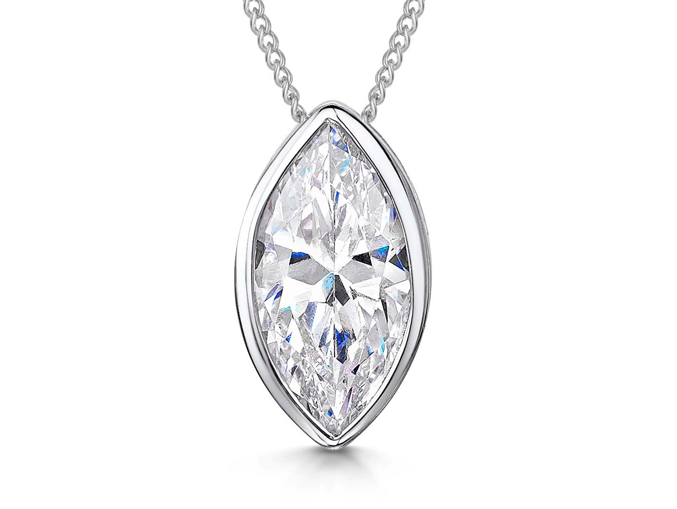 Sterling Silver Marquise Cubic Zirconia Pendant