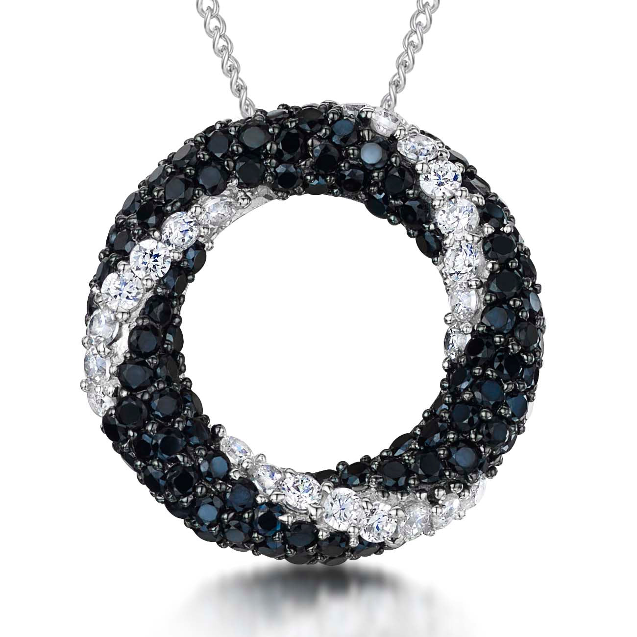 Sterling Silver Black And White  Garland Pendant