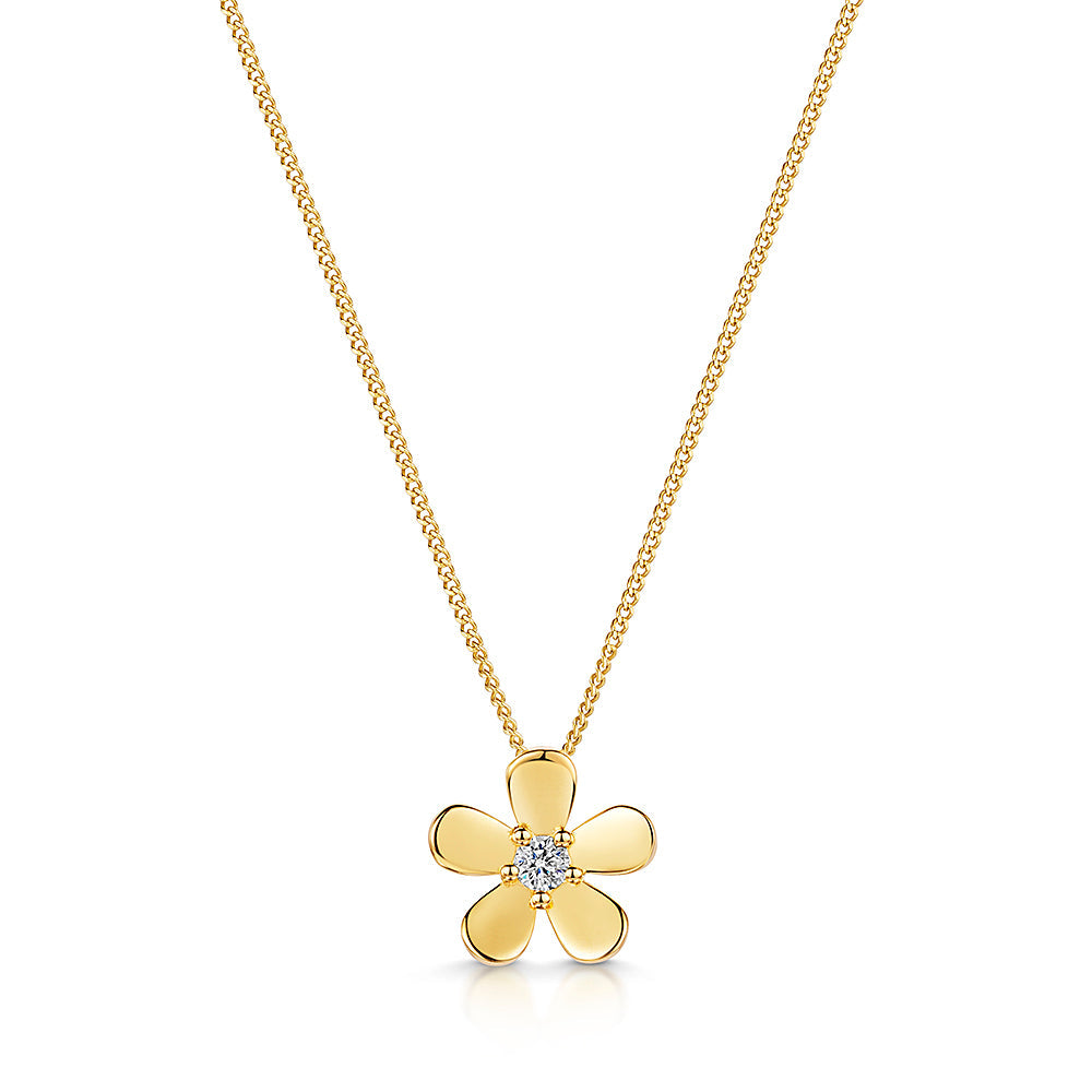 Gold Vermeil Flower Cubic Zirconia Centre Pendant