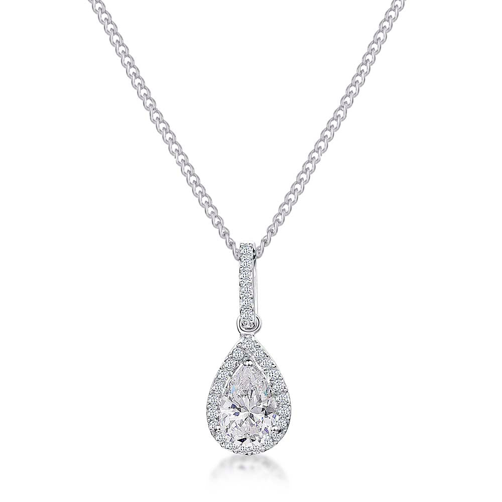 Sterling Silver Small Teardrop Halo Pendant