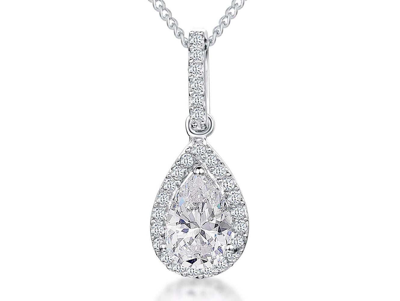 Sterling Silver Small Teardrop Halo Pendant