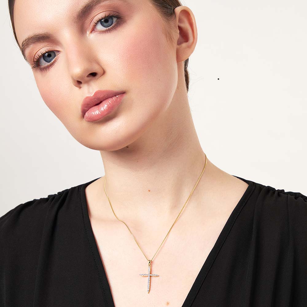 Gold  Vermeil Large Pointed Cross Pendant