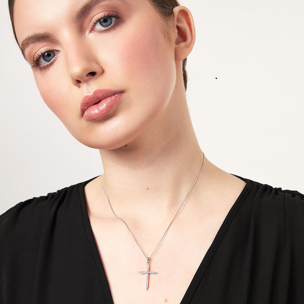 Sterling Silver Large Thin Pointed Cross