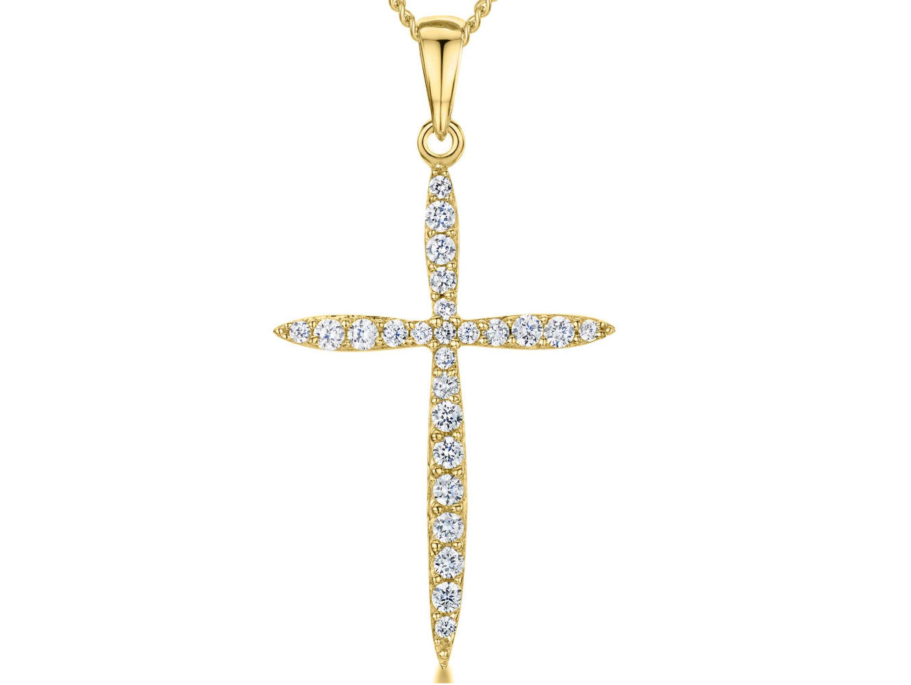 Gold  Vermeil Large Pointed Cross Pendant