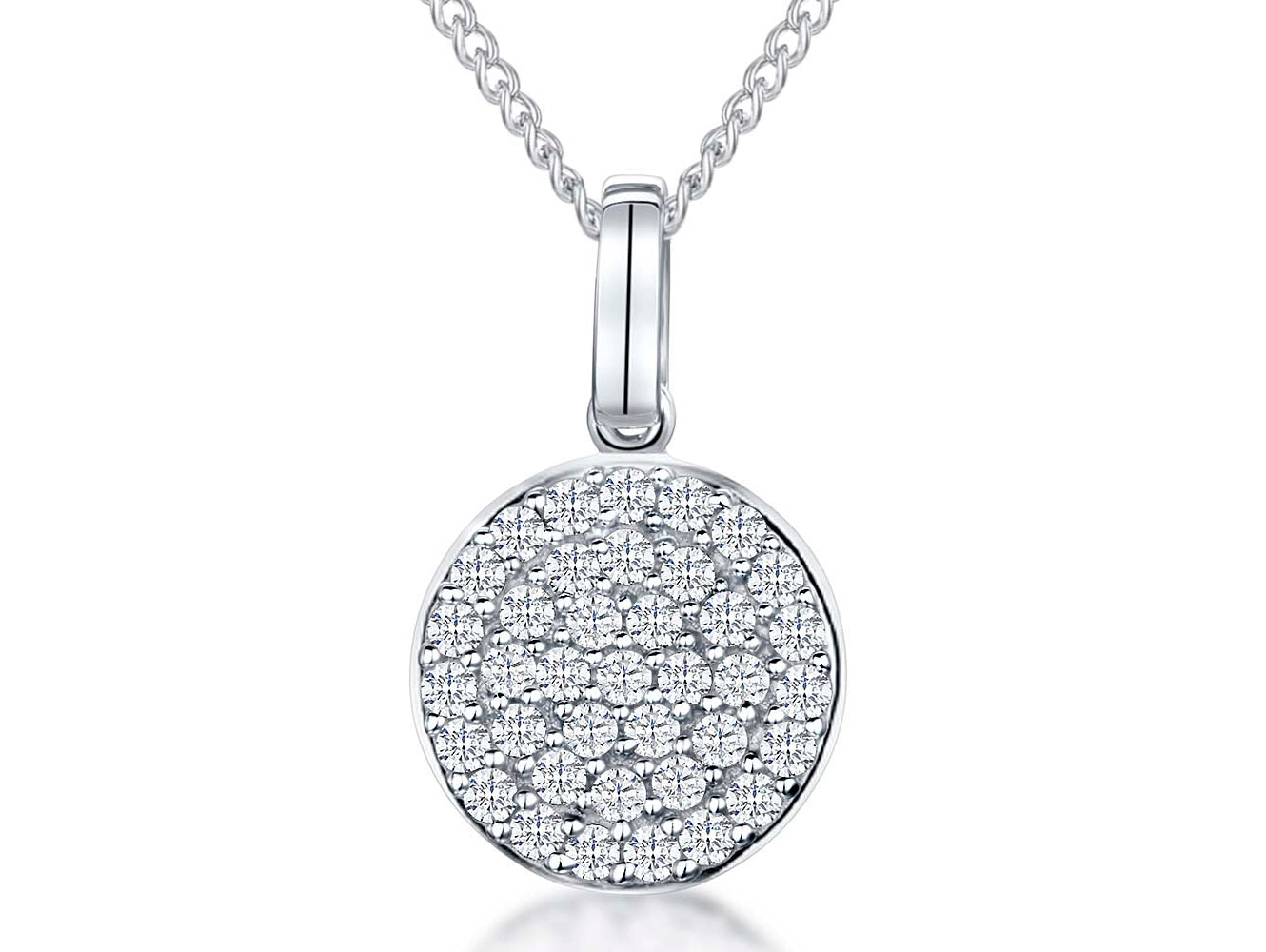Sterling Silver Cubic Zirconia Disc Pendant
