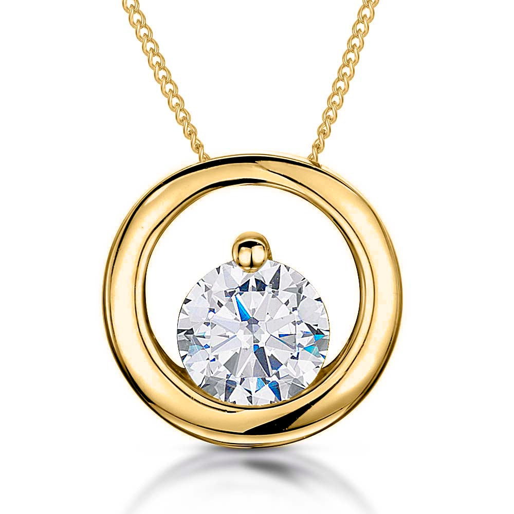 Gold Vermeil Small Open Circle Cubic Zirconia Pendant