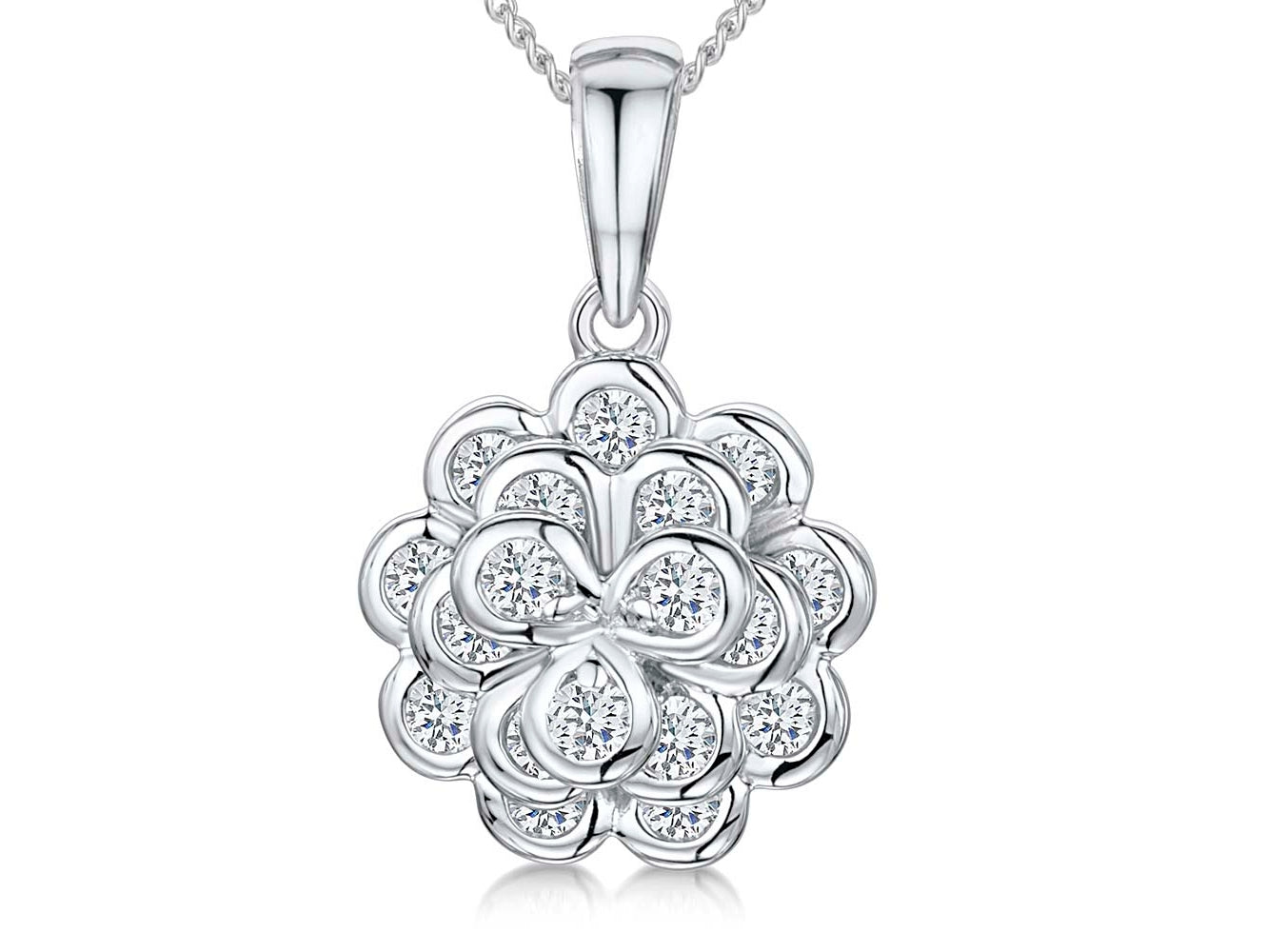 Sterling Silver Layered  Flower Petal Pendant