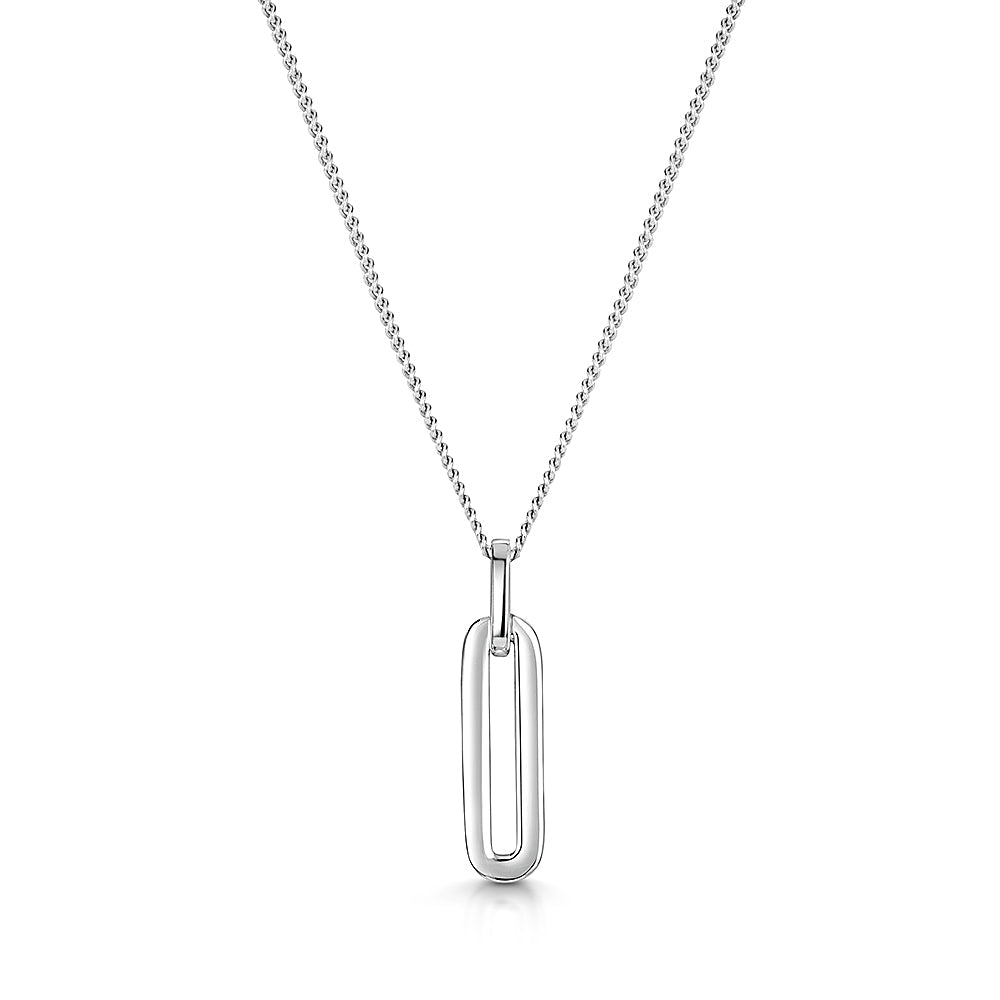 Sterling Silver Plain Paperlink Drop Pendant