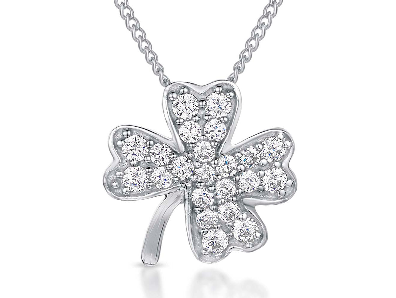 Sterling Silver Cubic Zirconia Clover Pendant