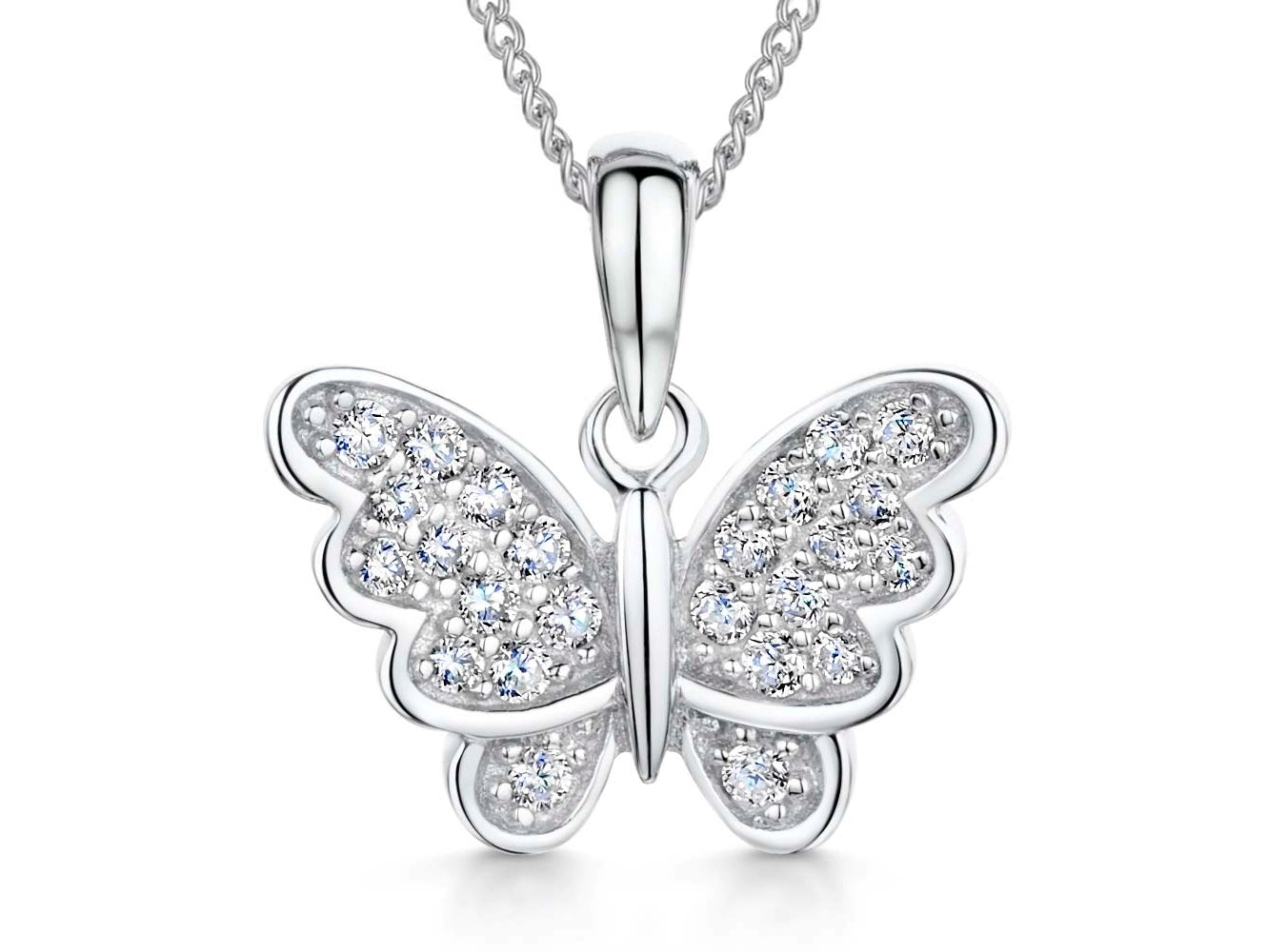 Sterling Silver Butterfly In Flight Necklace