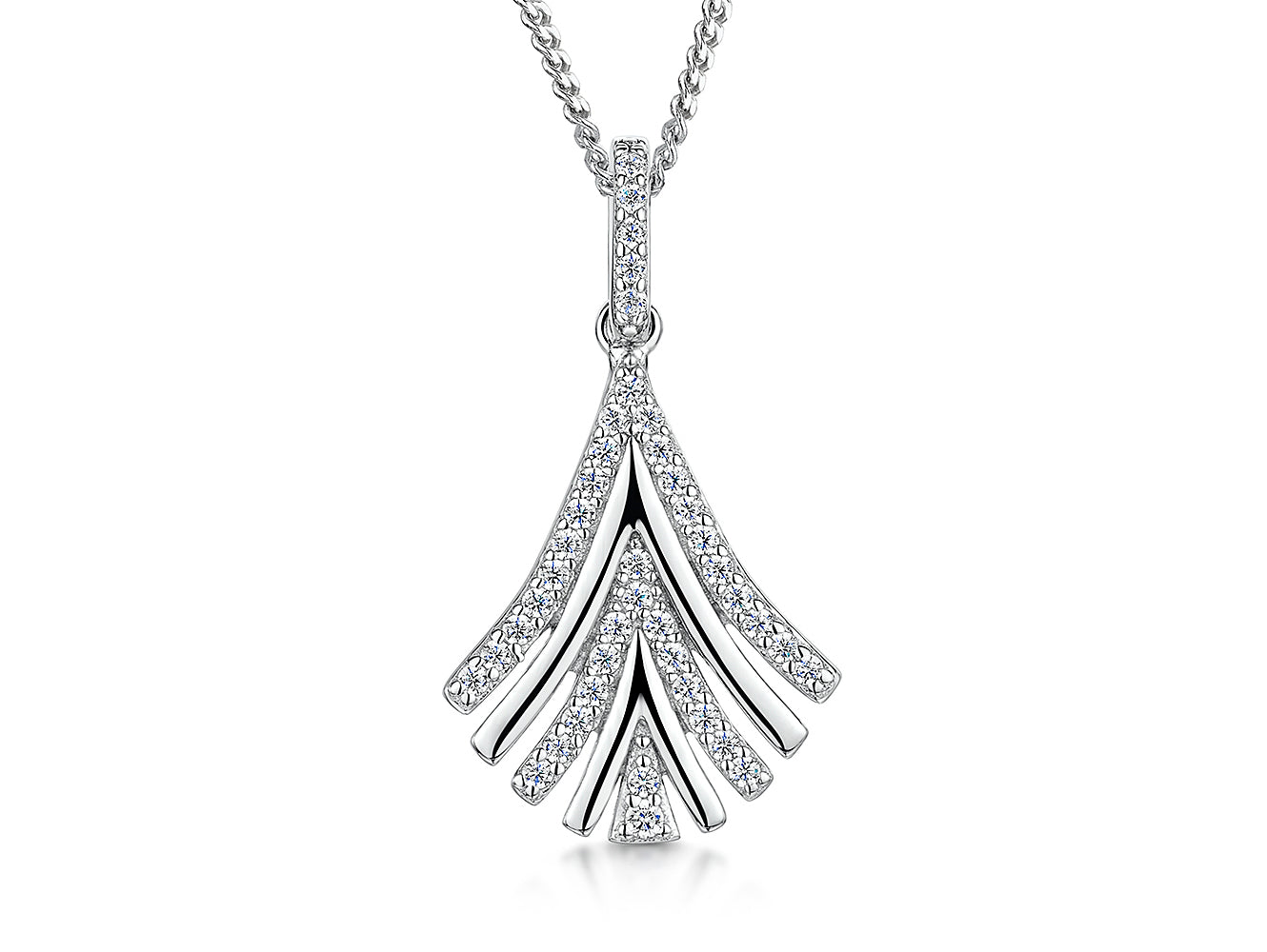 Sterling Silver Floating Solitaire Necklace – Round Brilliant CZ Pendant