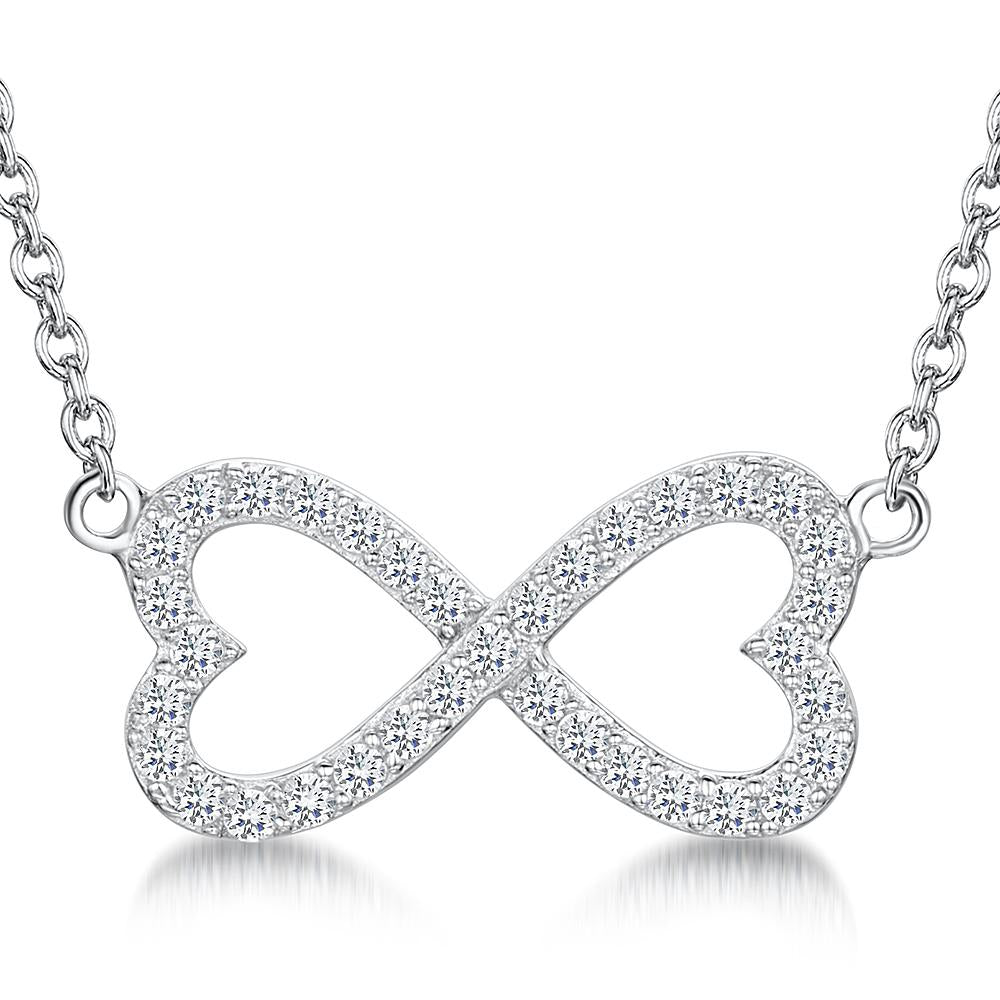 Sterling Silver Infinity Heart  Necklace
