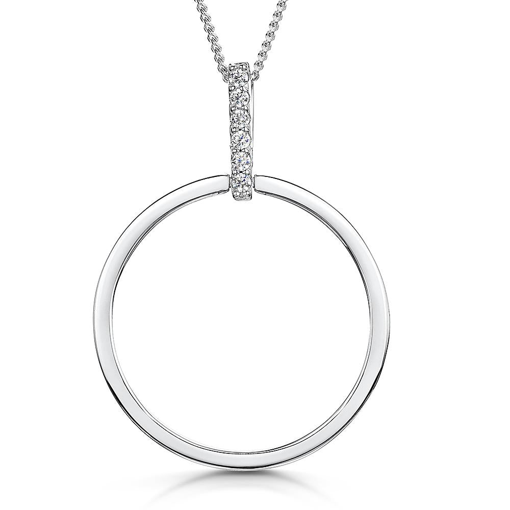 Sterling Silver Open Circle Pendant With Zirconia