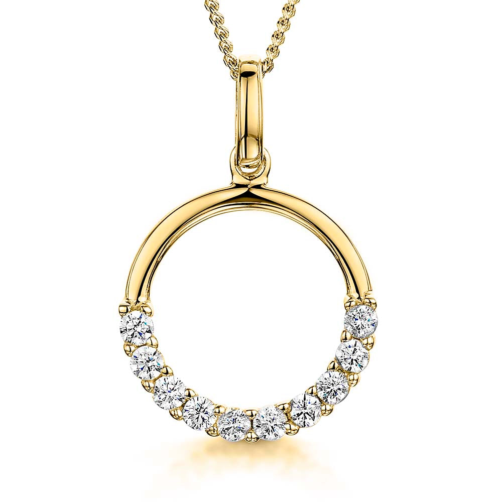 Gold Vermeil Half Stone Set Circle Pendant