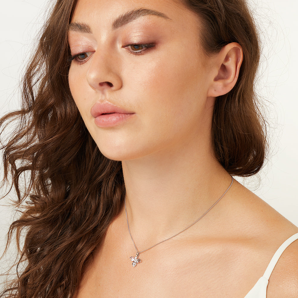 Sterling Silver Cubic Zirconia Small Bumble Bee Necklace